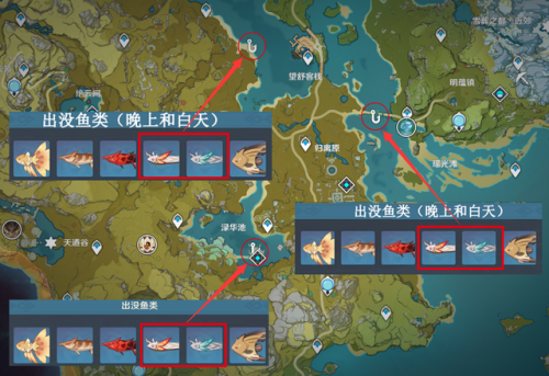 原神渔获三种鱼哪里钓(原神渔获钓鱼点地图)插图5